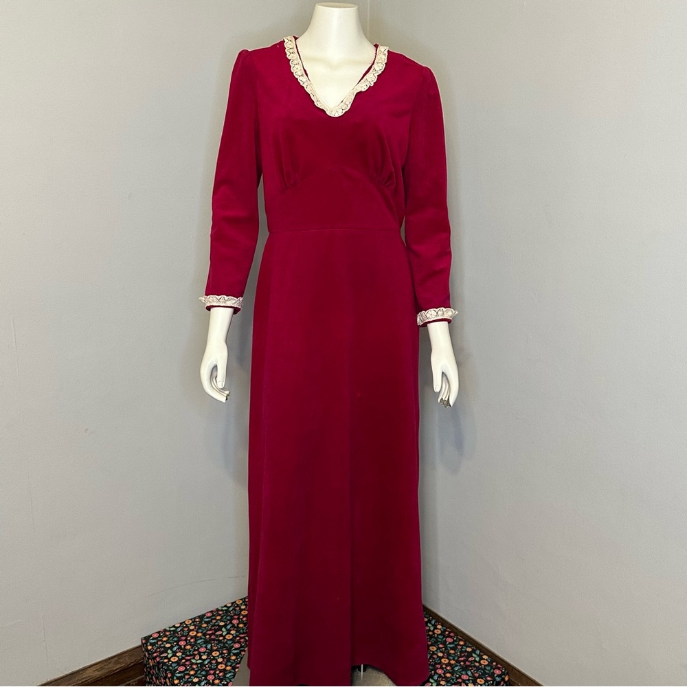 Vintage 1970’s JC Penney Fashions Red Velvet Dress